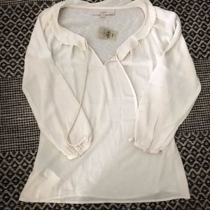 Women Ann Taylor Loft XXSP Blouse Top Ivory/Cream